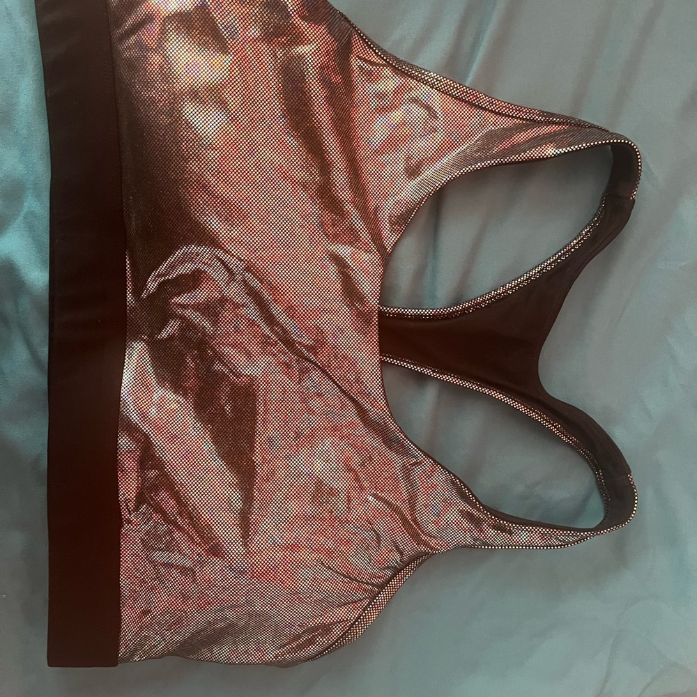 ZYIA Pink Racerback Sports Bra with Metallic Sheen
